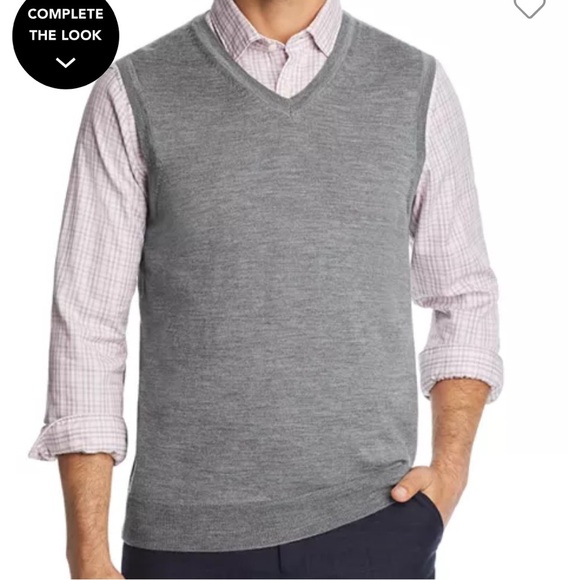 Brooks Brothers 346 V-Neck Mens XXL GreyMerino Wool Sweater Vest - Picture 1 of 6